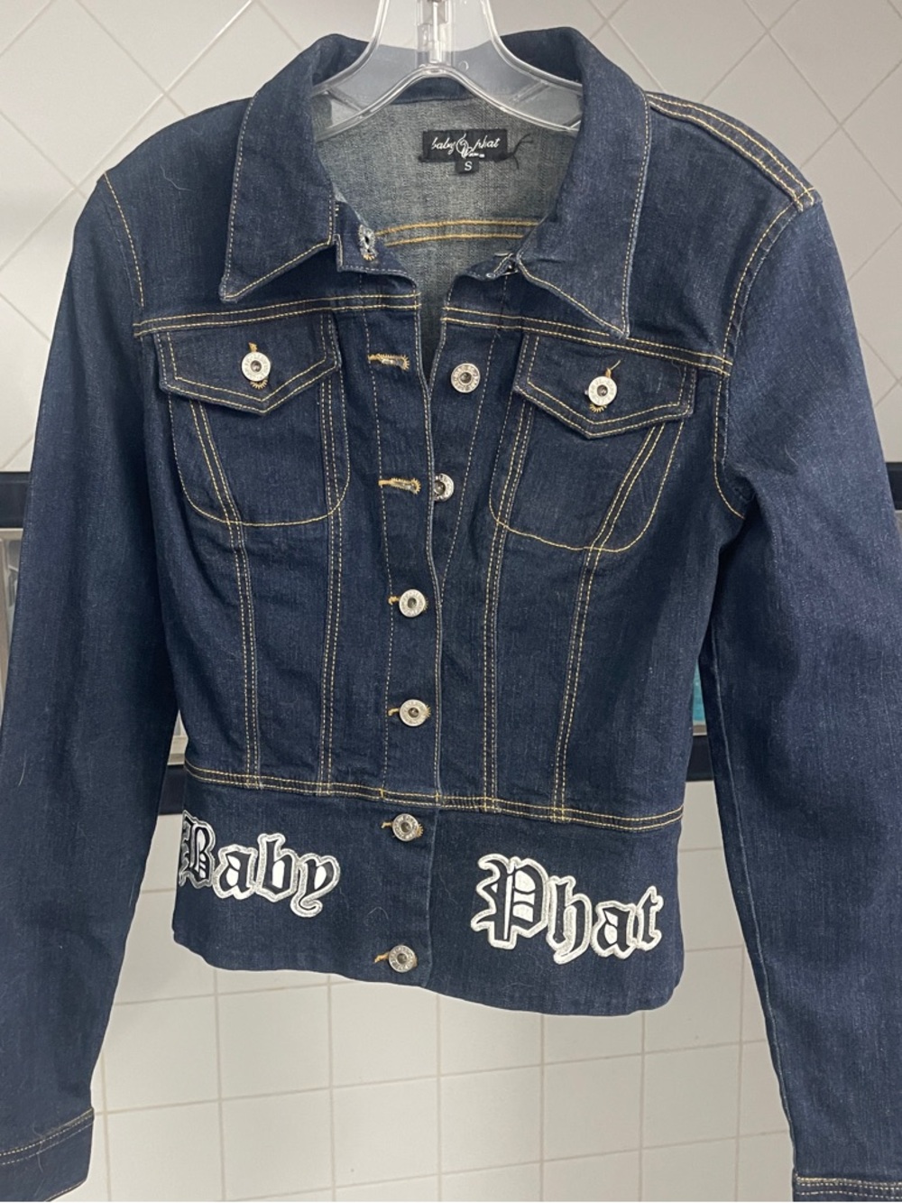 Baby Phat Dark Blue Embroidered Denim Jacket